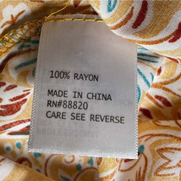 Jones New York mustard w/blue and white floral print 2X - Picture 6 of 7